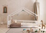 MURLO Klassisches Kinderbett aus Holz mit runden Sprossen, niedrig