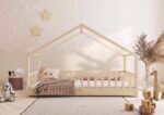DORMIO Hausbett aus Holz mit rechteckigen Sprossen, niedrig