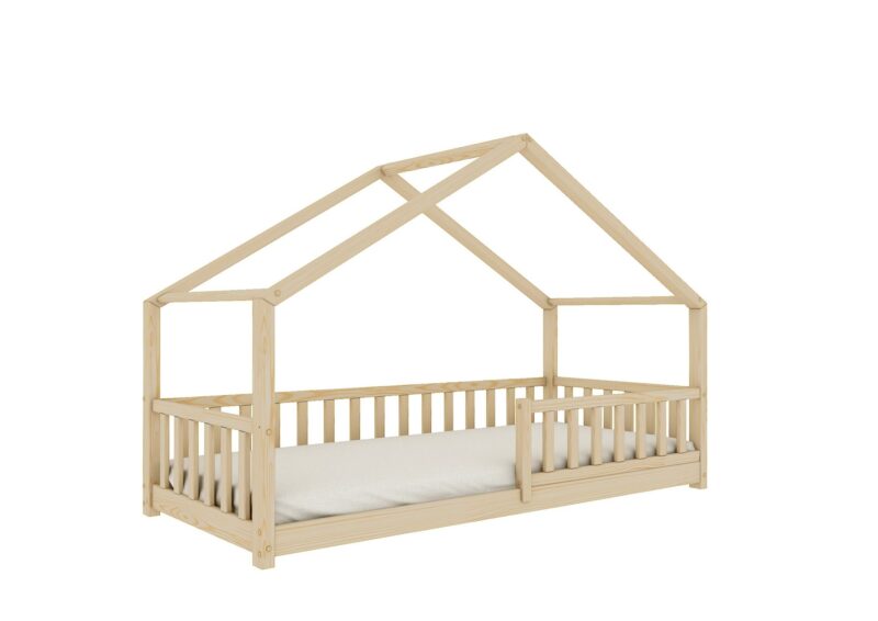 DORMIO Hausbett aus Holz mit rechteckigen Sprossen, niedrig
