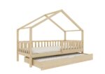 DORMIO Hausbett aus Holz mit rechteckigen Sprossen und Schlafschublade